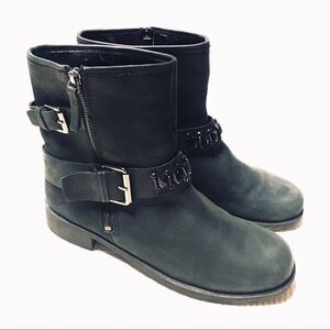 NINE WEST Timothea Black Leather Moto boots size 7.5